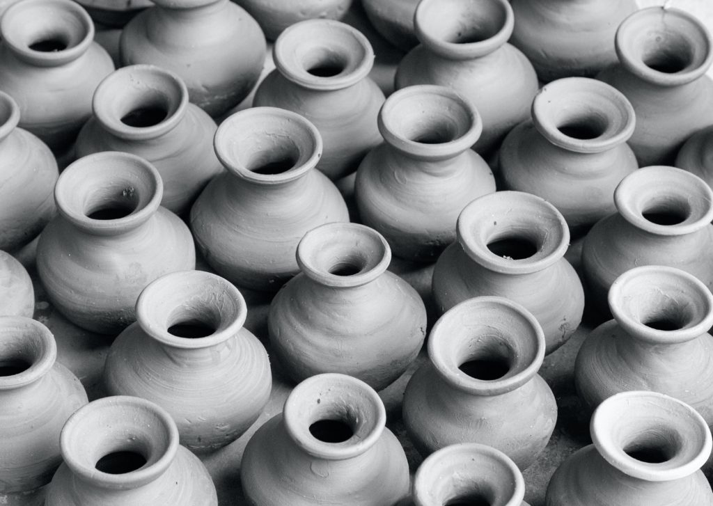 Stoneware clay in pottery